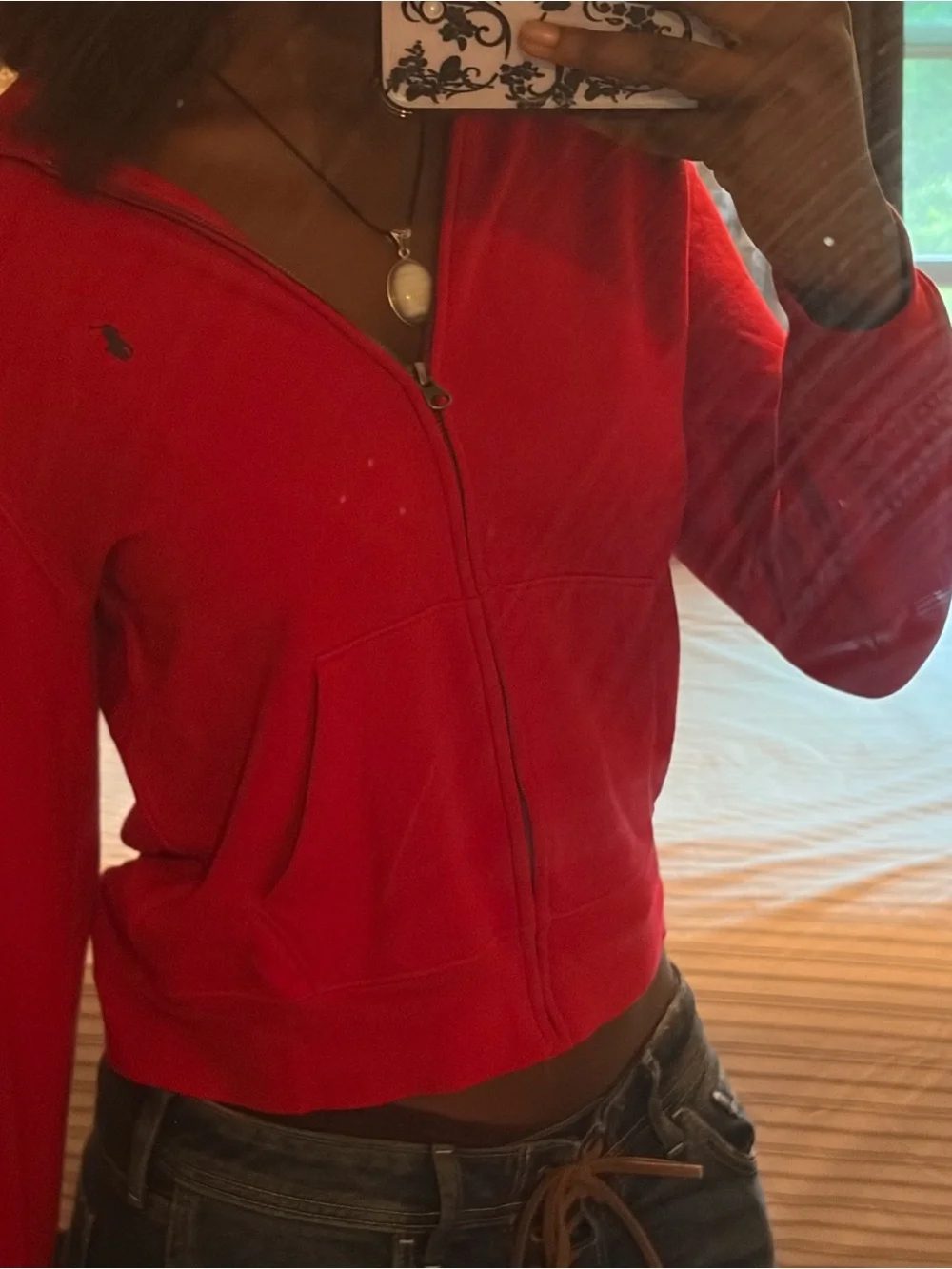 Ralph Lauren Bright Red Zip Hoodie with Polo Logo